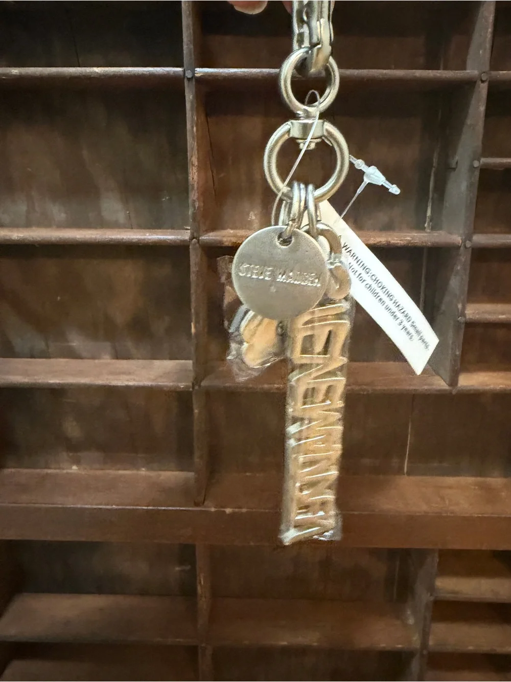 NWT Silver Tone Teddy Bear Steve Madden Keychain